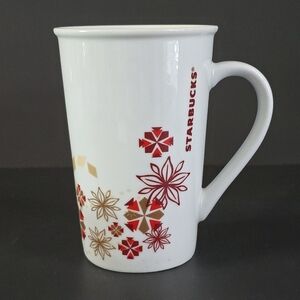 Starbucks 2013 Holiday Christmas Tall Coffee Tea Mug 12 oz White w Red Preowned